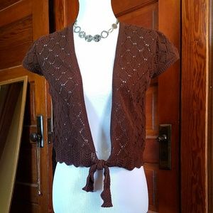 Jones New York Sport Brown Crochet Cardigan. Sz S